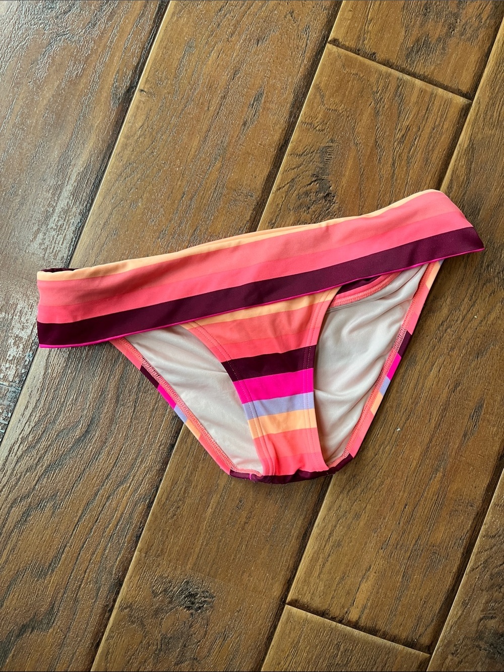 Victoria's Secret Striped Bikini Bottom - Pink, Coral & Magenta